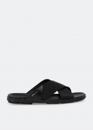 Prada Leather and nylon sandals for Men - Black in Bahrain | Level Shoes