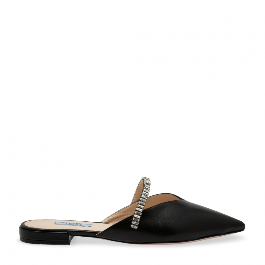 Prada Leather embellished mules for Women - Black in Bahrain | Level Shoes