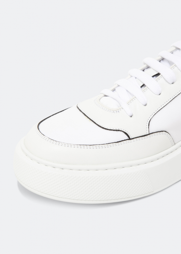 Prada Macro leather and nylon sneakers for Men - White in Bahrain | Level  Shoes